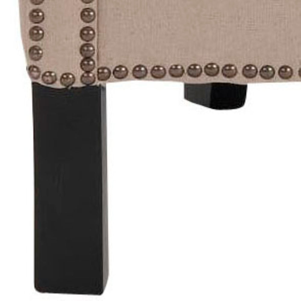 Safavieh Jenny Arm Chair In Taupe Linen With Brass Nailheads – Elegant Accent For Living Rooms & Bedrooms MCR4543B