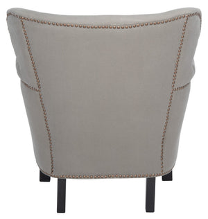 Safavieh Jenny Accent Chair In Sea Mist Linen With Brass Nail Heads – Elegant Comfort For Any Room MCR4543C