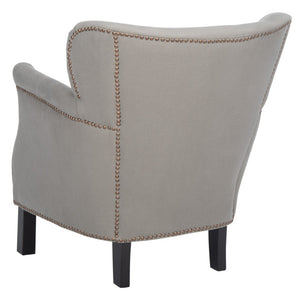 Safavieh Jenny Accent Chair In Sea Mist Linen With Brass Nail Heads – Elegant Comfort For Any Room MCR4543C
