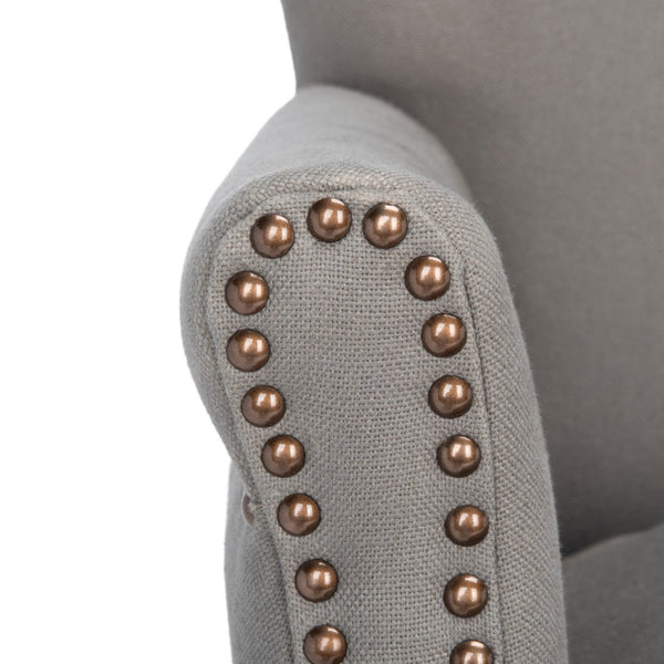 Safavieh Jenny Accent Chair In Sea Mist Linen With Brass Nail Heads – Elegant Comfort For Any Room MCR4543C