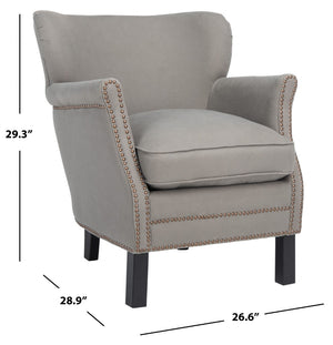Safavieh Jenny Accent Chair In Sea Mist Linen With Brass Nail Heads – Elegant Comfort For Any Room MCR4543C