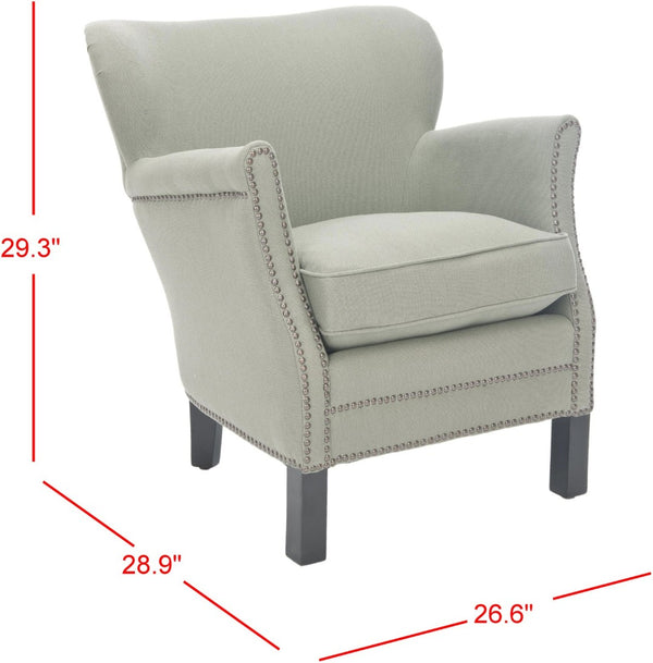 Safavieh Jenny Accent Chair In Sea Mist Linen With Brass Nail Heads – Elegant Comfort For Any Room MCR4543C