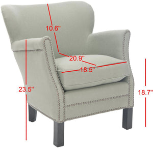 Safavieh Jenny Accent Chair In Sea Mist Linen With Brass Nail Heads – Elegant Comfort For Any Room MCR4543C
