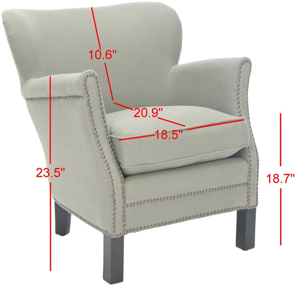 Safavieh Jenny Accent Chair In Sea Mist Linen With Brass Nail Heads – Elegant Comfort For Any Room MCR4543C
