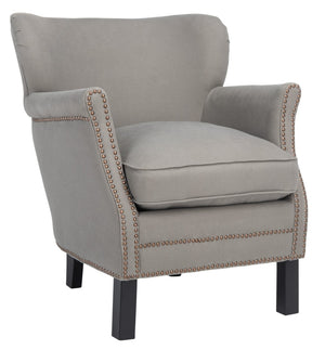 Safavieh Jenny Accent Chair In Sea Mist Linen With Brass Nail Heads – Elegant Comfort For Any Room MCR4543C