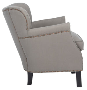 Safavieh Jenny Accent Chair In Sea Mist Linen With Brass Nail Heads – Elegant Comfort For Any Room MCR4543C