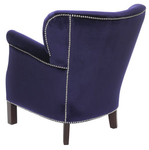 Safavieh Jenny Arm Chair In Royal Blue Velvet With Silver Nailheads - Elegant Accent For Any Space MCR4543D
