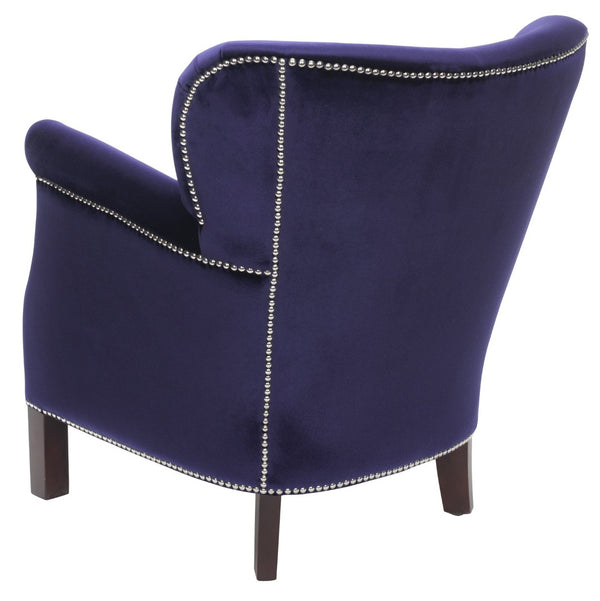 Safavieh Jenny Arm Chair In Royal Blue Velvet With Silver Nailheads - Elegant Accent For Any Space MCR4543D