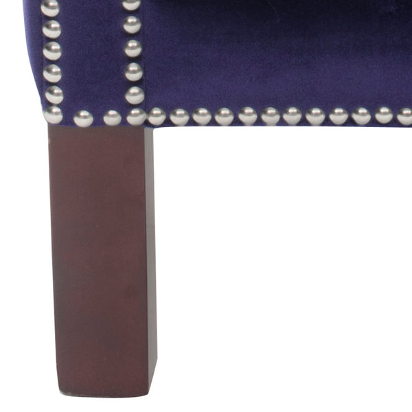 Safavieh Jenny Arm Chair In Royal Blue Velvet With Silver Nailheads - Elegant Accent For Any Space MCR4543D