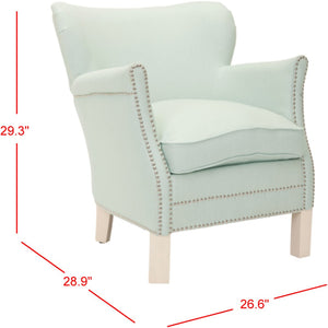 Safavieh Jenny Arm Chair In Robin'S Egg Blue With Silver Nailhead Trim – Timeless Accent For Any Space MCR4543E