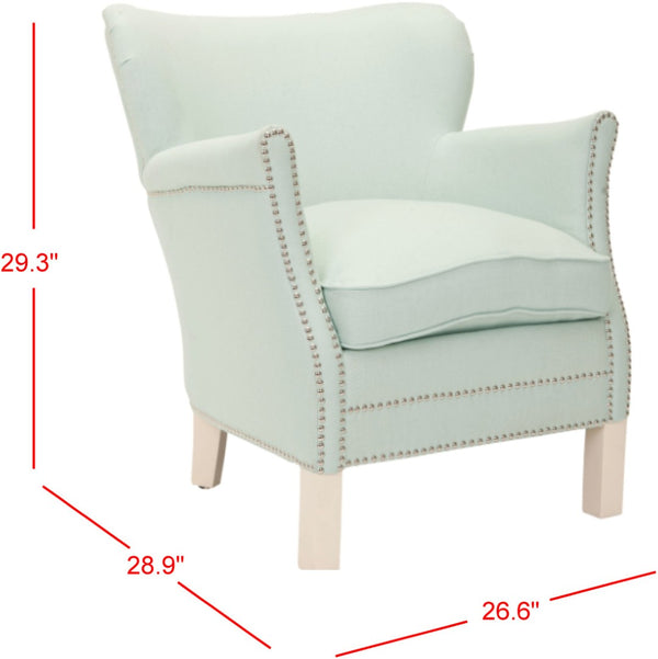 Safavieh Jenny Arm Chair In Robin'S Egg Blue With Silver Nailhead Trim – Timeless Accent For Any Space MCR4543E
