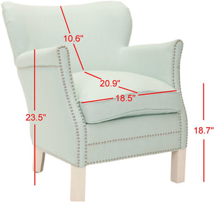 Safavieh Jenny Arm Chair In Robin'S Egg Blue With Silver Nailhead Trim – Timeless Accent For Any Space MCR4543E