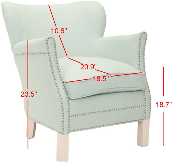 Safavieh Jenny Arm Chair In Robin'S Egg Blue With Silver Nailhead Trim – Timeless Accent For Any Space MCR4543E