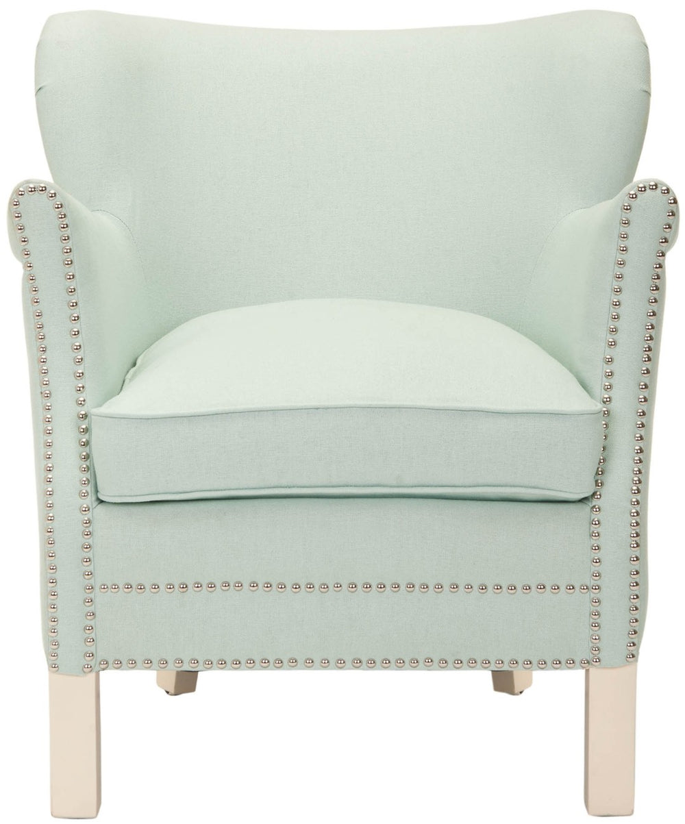 Safavieh Jenny Arm Chair In Robin'S Egg Blue With Silver Nailhead Trim – Timeless Accent For Any Space MCR4543E