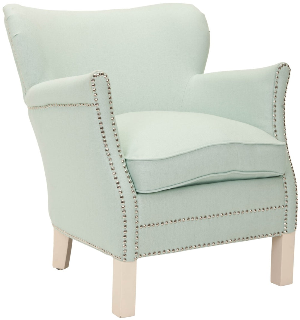 Safavieh Jenny Arm Chair In Robin'S Egg Blue With Silver Nailhead Trim – Timeless Accent For Any Space MCR4543E