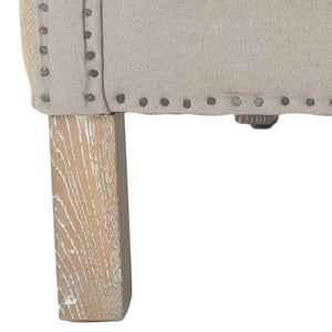 Safavieh Jenny Two-Toned Wing-Back Arm Chair With Black Nail Heads & White-Washed Birch Legs For Modern Homes MCR4543F