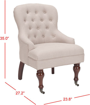 Safavieh Falcon Tufted Arm Chair - Elegant Accent Seating With Diamond Detail And Easy Mobility For Any Space Taupe MCR4544A