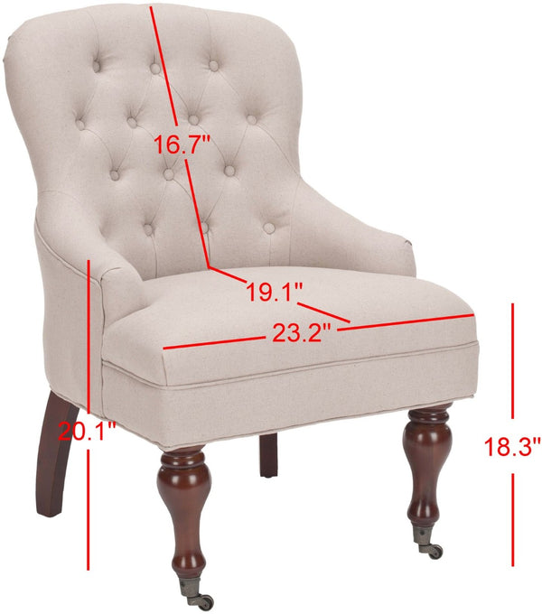 Safavieh Falcon Tufted Arm Chair - Elegant Accent Seating With Diamond Detail And Easy Mobility For Any Space Taupe MCR4544A