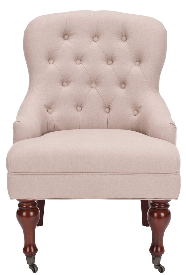 Safavieh Falcon Tufted Arm Chair - Elegant Accent Seating With Diamond Detail And Easy Mobility For Any Space Taupe MCR4544A