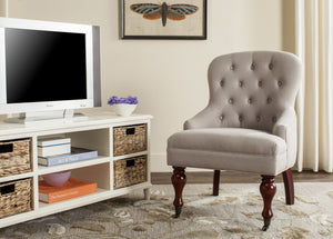 Safavieh Falcon Tufted Arm Chair - Elegant Accent Seating With Diamond Detail And Easy Mobility For Any Space Taupe MCR4544A
