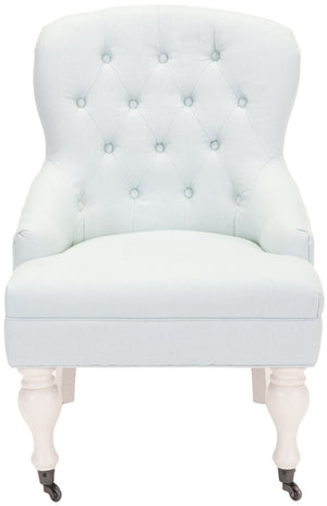 Safavieh Falcon Tufted Arm Chair - Elegant Accent Seating With Diamond Detail And Easy Mobility For Any Space Robins Egg Blue MCR4544B