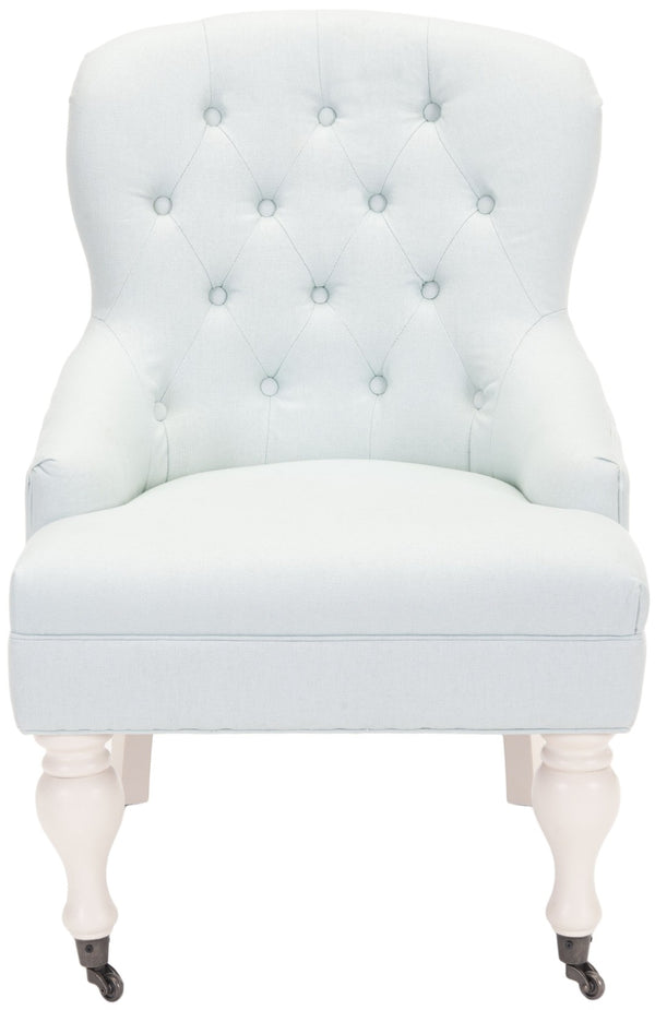 Safavieh Falcon Tufted Arm Chair - Elegant Accent Seating With Diamond Detail And Easy Mobility For Any Space Robins Egg Blue MCR4544B