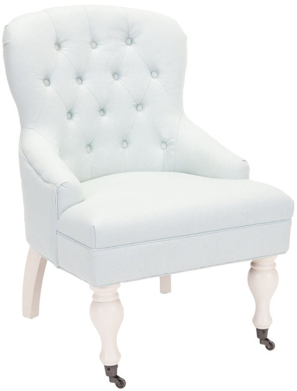 Safavieh Falcon Tufted Arm Chair - Elegant Accent Seating With Diamond Detail And Easy Mobility For Any Space Robins Egg Blue MCR4544B