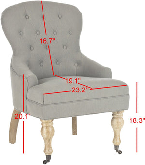 Safavieh Falcon Tufted Arm Chair - Elegant Granite Grey Linen Accent For Living Rooms, Bedrooms & Nooks MCR4544C