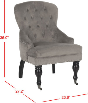 Safavieh Falcon Vintage Tufted Arm Chair With Silver Nail Heads – Elegant Comfort, Perfect For Any Space MCR4544D