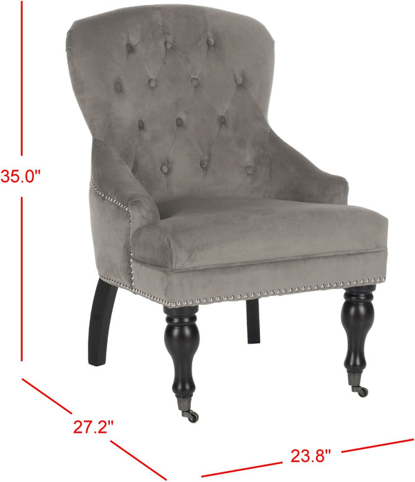 Safavieh Falcon Vintage Tufted Arm Chair With Silver Nail Heads – Elegant Comfort, Perfect For Any Space MCR4544D