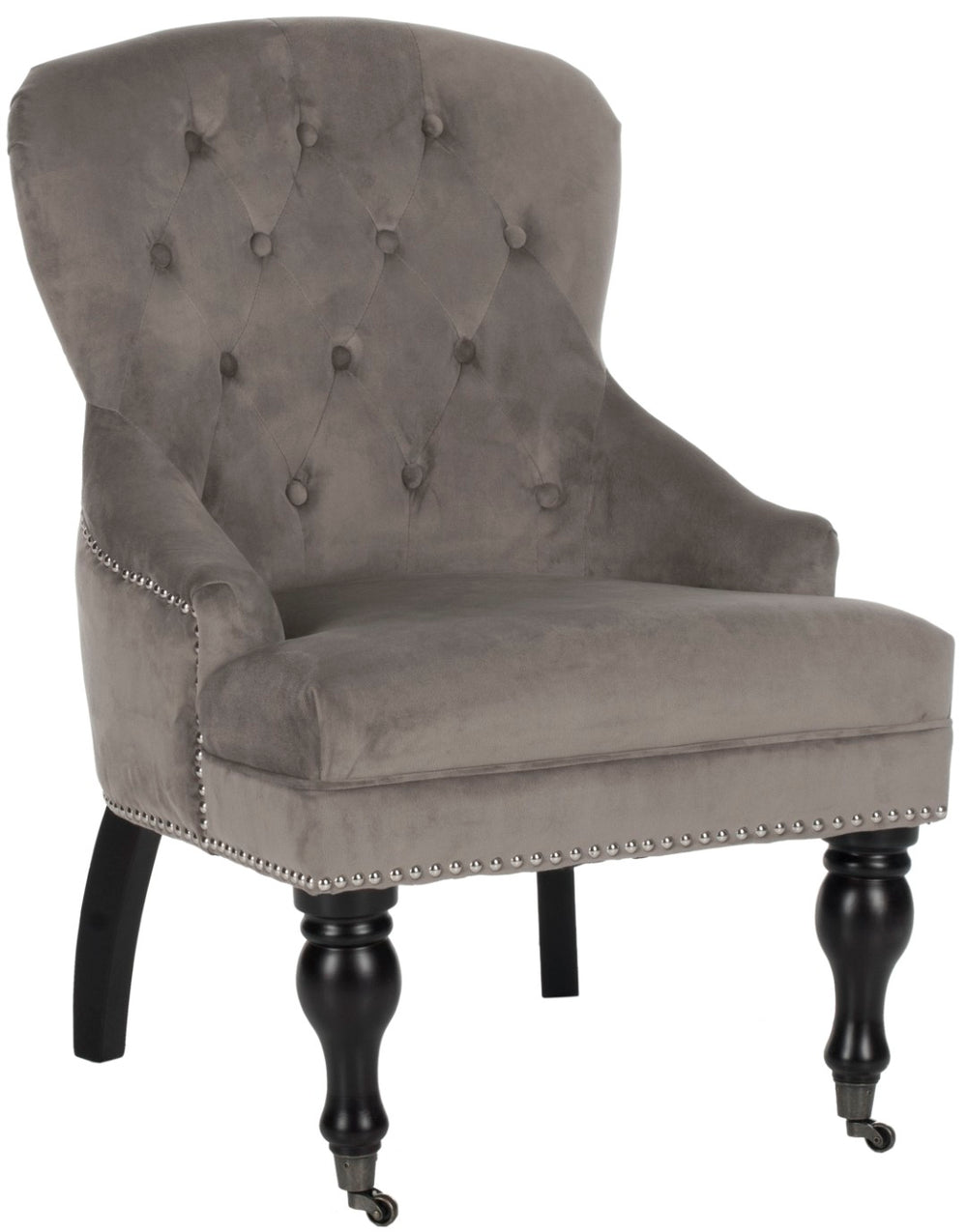 Safavieh Falcon Vintage Tufted Arm Chair With Silver Nail Heads – Elegant Comfort, Perfect For Any Space MCR4544D