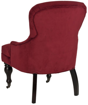 Safavieh Falcon Tufted Arm Chair - Luxurious Red Velvet Accent Chair With Diamond Tufting & Casters For Mobility MCR4544E