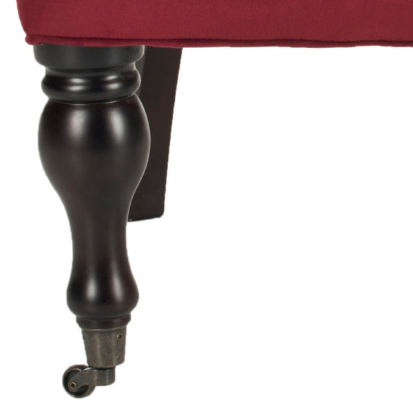 Safavieh Falcon Tufted Arm Chair - Luxurious Red Velvet Accent Chair With Diamond Tufting & Casters For Mobility MCR4544E