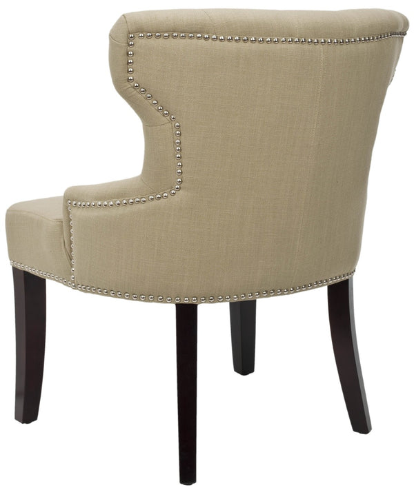 Safavieh Jake Chair - Compact Wing-Back Accent Chair In Sunflower Beige With Silver Nailhead Trim & Tufted Detail MCR4545A