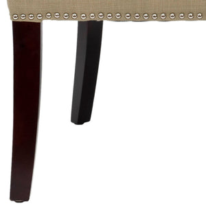 Safavieh Jake Chair - Compact Wing-Back Accent Chair In Sunflower Beige With Silver Nailhead Trim & Tufted Detail MCR4545A
