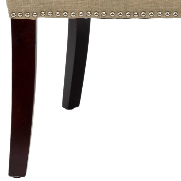 Safavieh Jake Chair - Compact Wing-Back Accent Chair In Sunflower Beige With Silver Nailhead Trim & Tufted Detail MCR4545A