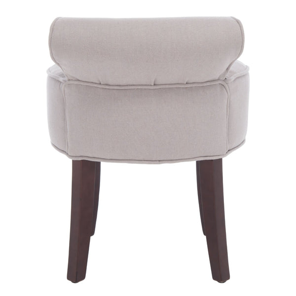 Safavieh Georgia Vanity Stool - Elegant Button-Tufted Design With Birch Legs For Chic Comfort In Any Space Taupe MCR4546A