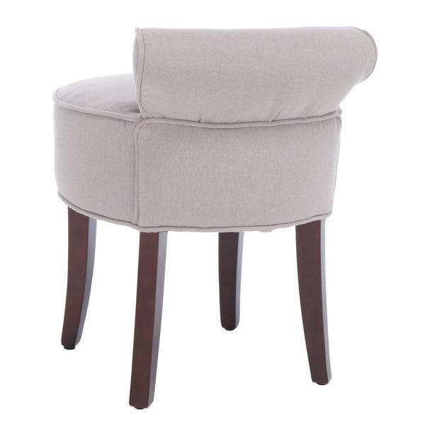Safavieh Georgia Vanity Stool - Elegant Button-Tufted Design With Birch Legs For Chic Comfort In Any Space Taupe MCR4546A