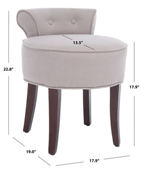 Safavieh Georgia Vanity Stool - Elegant Button-Tufted Design With Birch Legs For Chic Comfort In Any Space Taupe MCR4546A