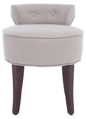 Safavieh Georgia Vanity Stool - Elegant Button-Tufted Design With Birch Legs For Chic Comfort In Any Space Taupe MCR4546A