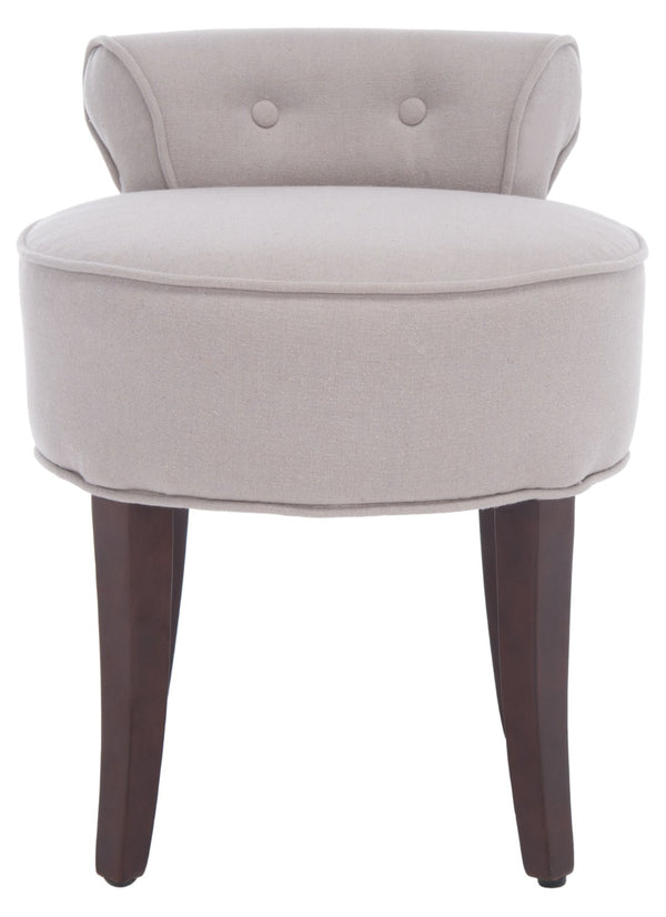 Safavieh Georgia Vanity Stool - Elegant Button-Tufted Design With Birch Legs For Chic Comfort In Any Space Taupe MCR4546A