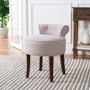 Safavieh Georgia Vanity Stool - Elegant Button-Tufted Design With Birch Legs For Chic Comfort In Any Space Taupe MCR4546A