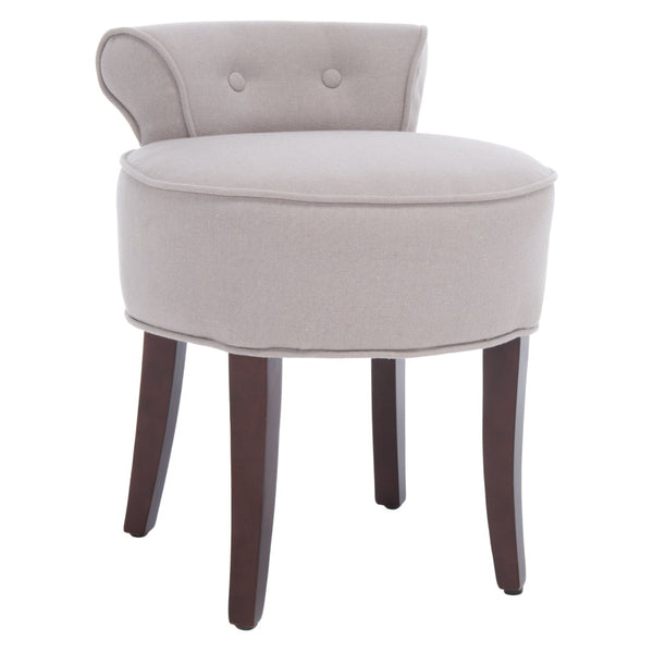 Safavieh Georgia Vanity Stool - Elegant Button-Tufted Design With Birch Legs For Chic Comfort In Any Space Taupe MCR4546A