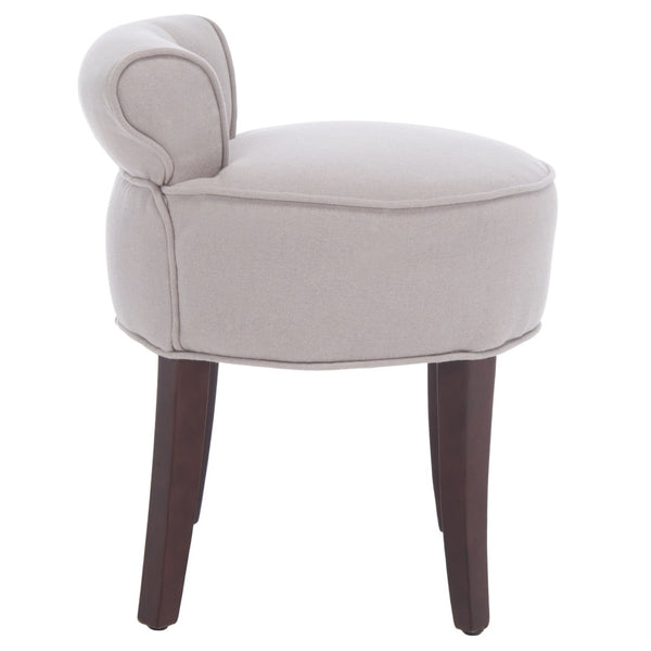 Safavieh Georgia Vanity Stool - Elegant Button-Tufted Design With Birch Legs For Chic Comfort In Any Space Taupe MCR4546A