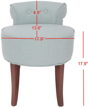Safavieh Georgia Vanity Stool - Elegant Button-Tufted Design With Birch Legs For Chic Comfort In Any Space Silver Blue / Cherry Mahogany MCR4546B