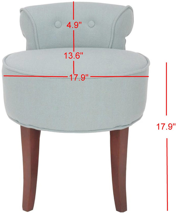 Safavieh Georgia Vanity Stool - Elegant Button-Tufted Design With Birch Legs For Chic Comfort In Any Space Silver Blue / Cherry Mahogany MCR4546B