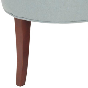 Safavieh Georgia Vanity Stool - Elegant Button-Tufted Design With Birch Legs For Chic Comfort In Any Space Silver Blue / Cherry Mahogany MCR4546B