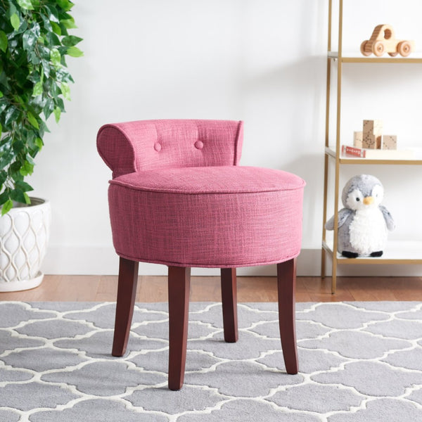 Safavieh Georgia Vanity Stool - Elegant Button-Tufted Design With Birch Legs For Chic Comfort In Any Space Rose MCR4546C