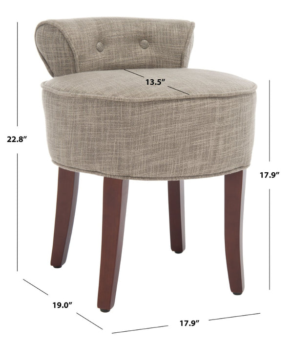 Safavieh Georgia Vanity Stool - Elegant Button-Tufted Design With Birch Legs For Chic Comfort In Any Space Stone MCR4546D