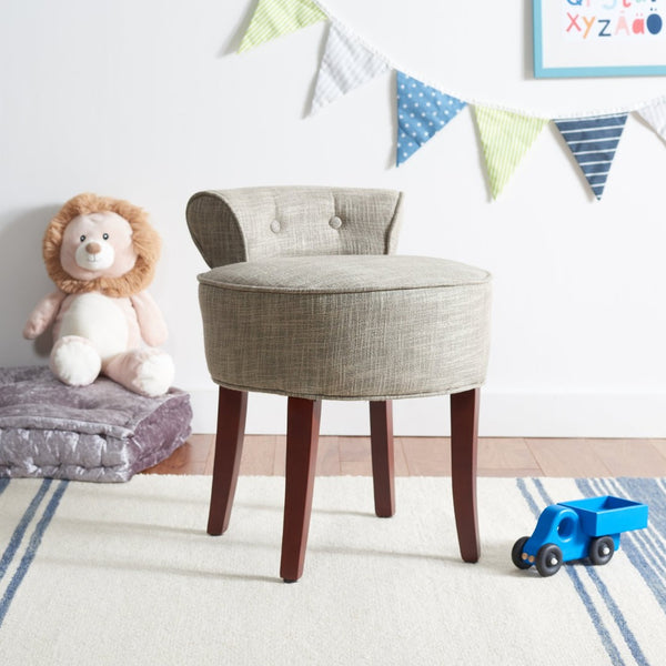 Safavieh Georgia Vanity Stool - Elegant Button-Tufted Design With Birch Legs For Chic Comfort In Any Space Stone MCR4546D